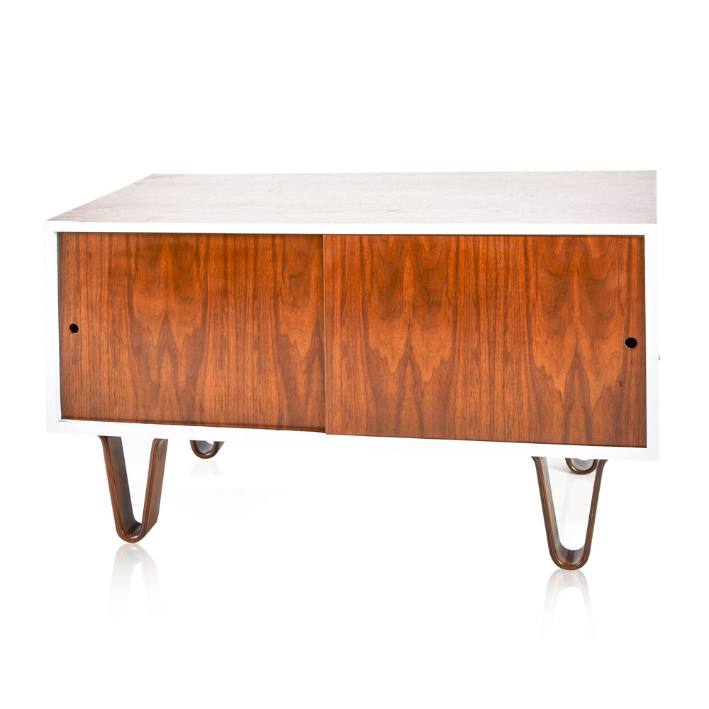 White & Wood Contemporary Credenza Cabinet