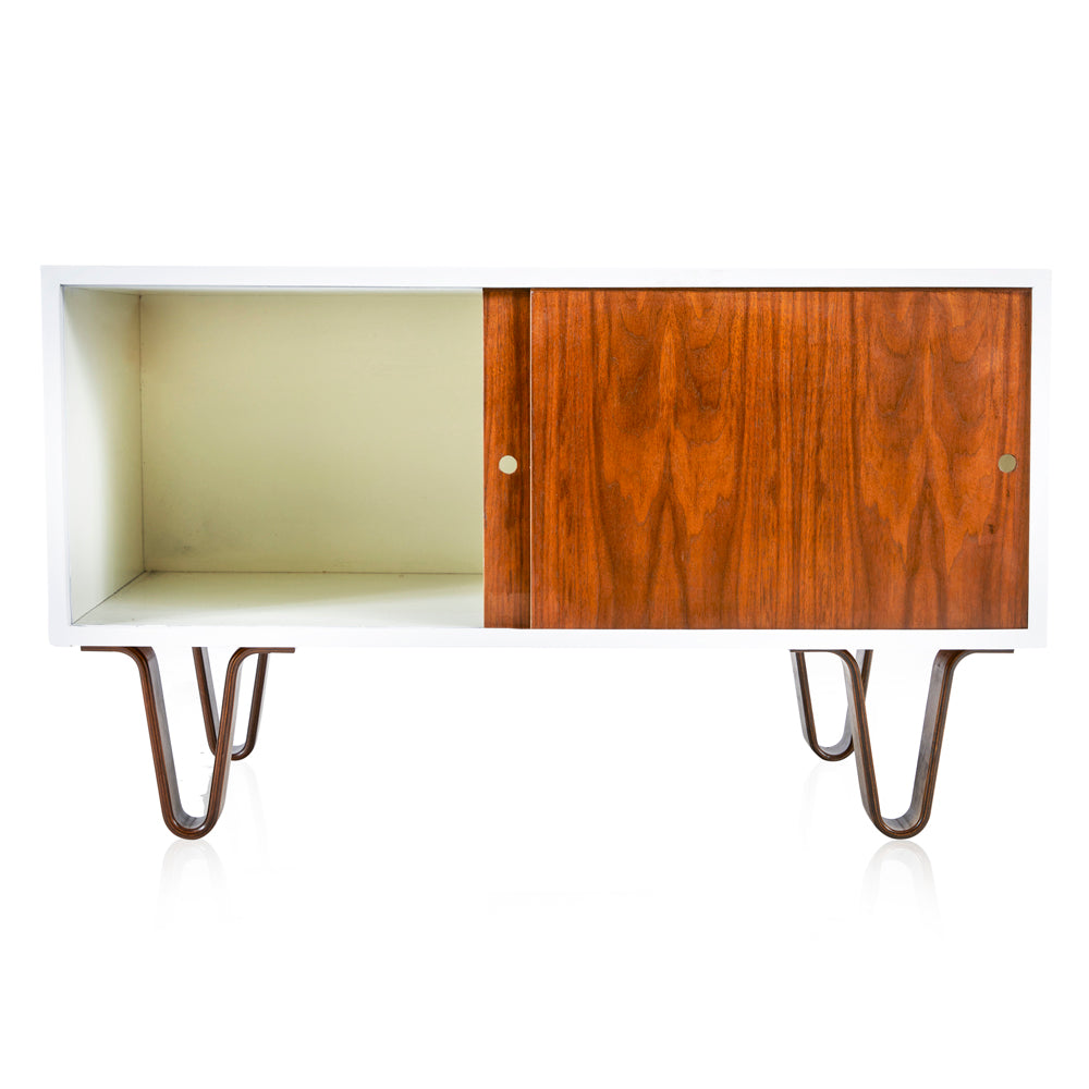 White & Wood Contemporary Credenza Cabinet