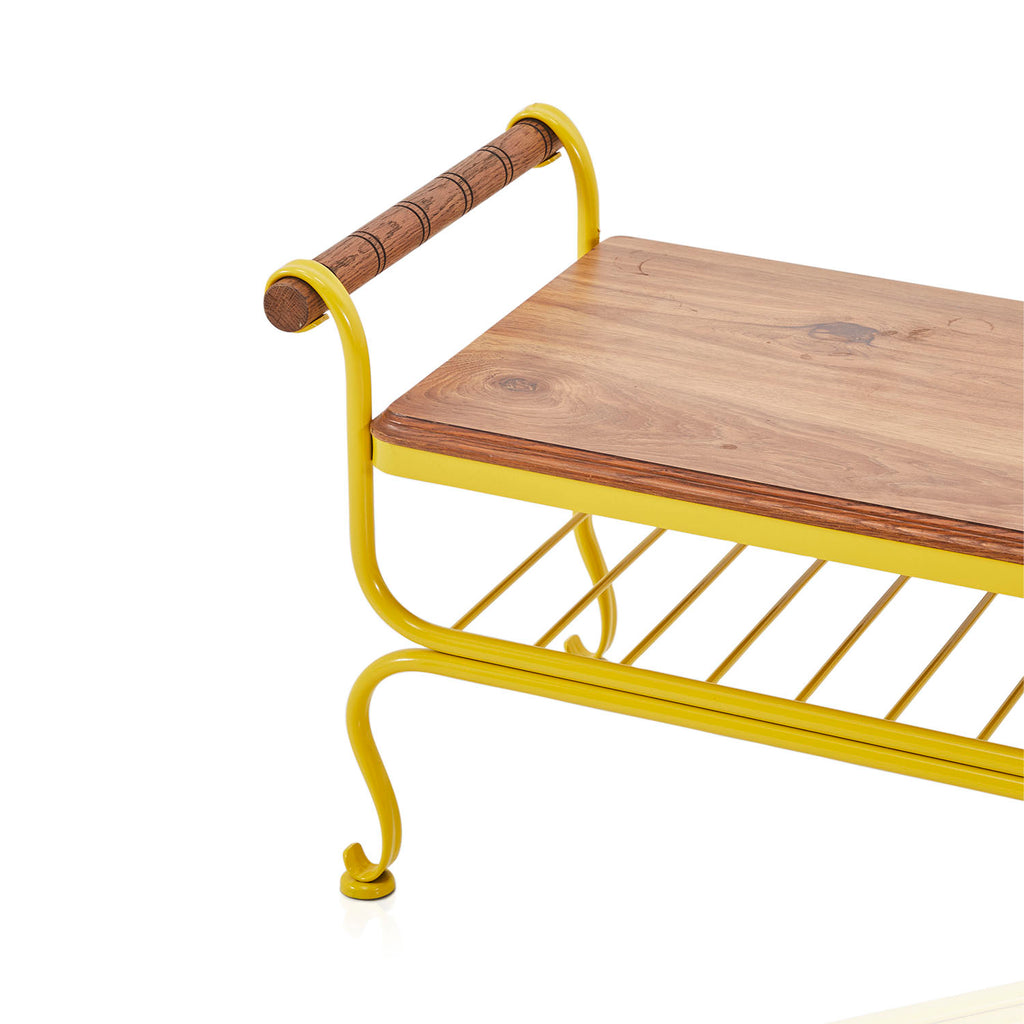 Wood + Yellow Outdoor Bench Coffee Table