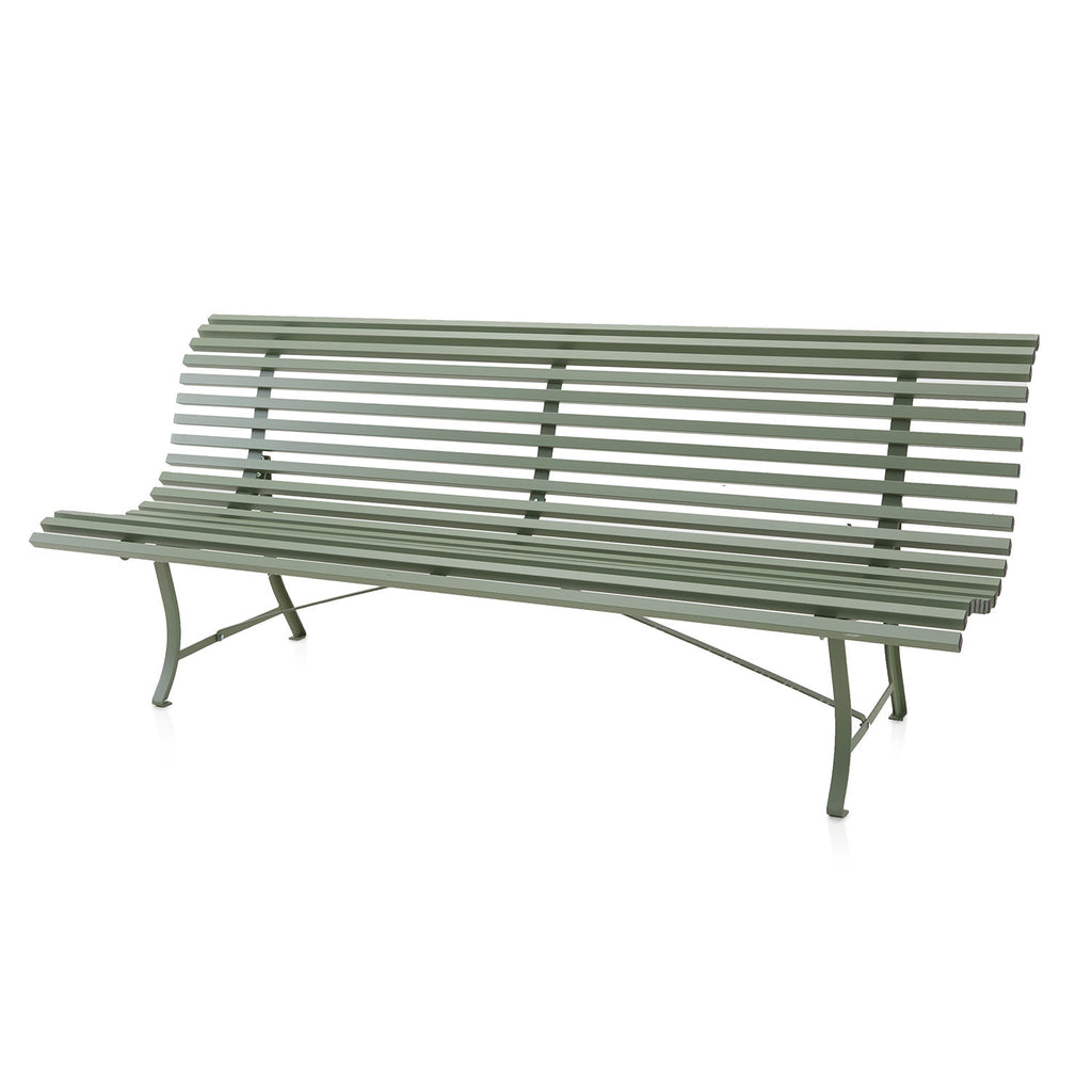 Green Curved Metal Park Bench