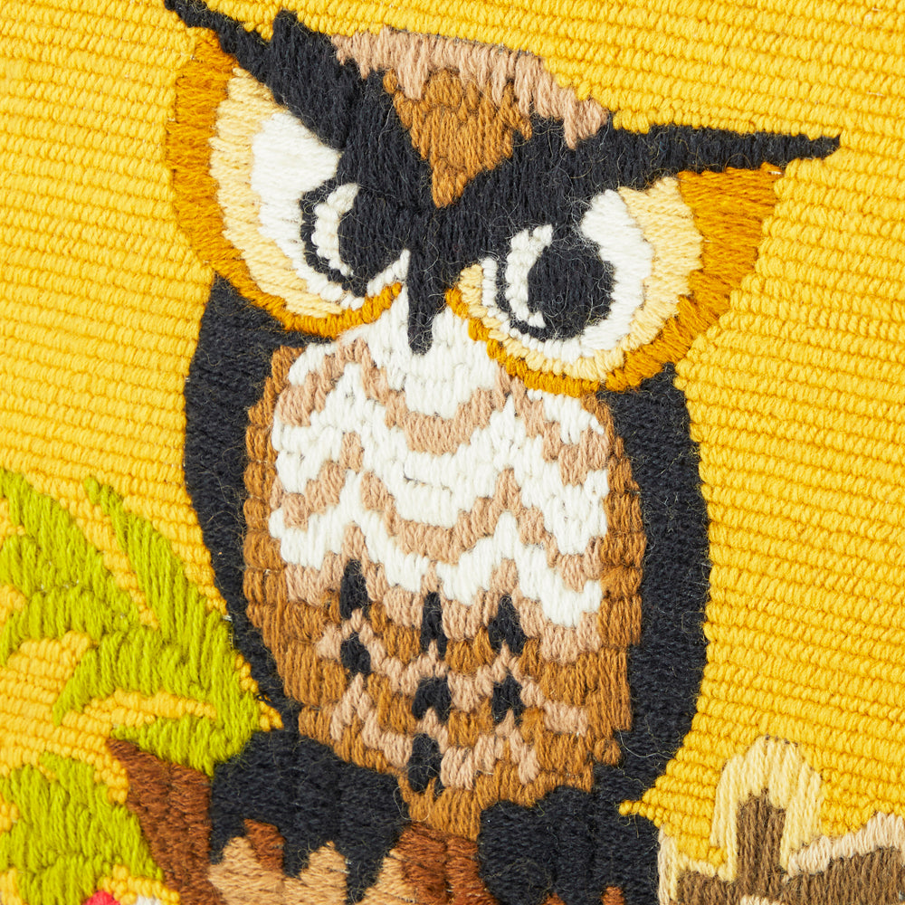 Yellow Owl Textile Art