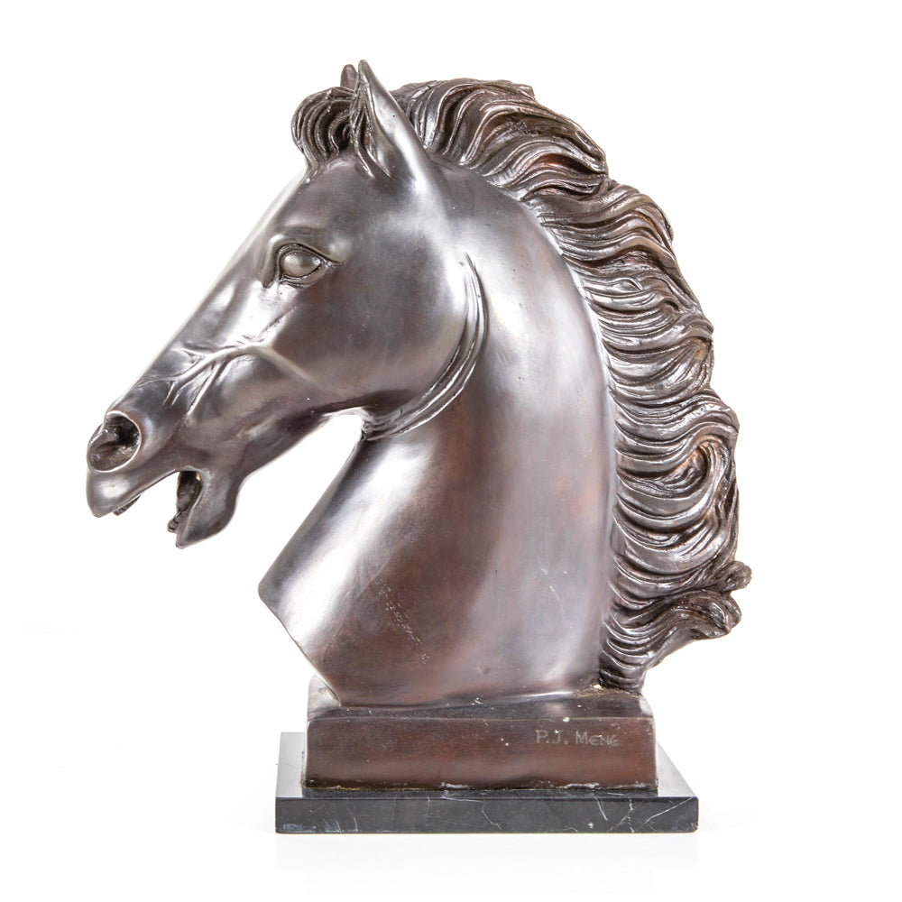 Silver Horse Head Sculpture