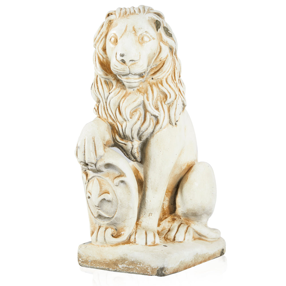 Cream Plaster Lion Floor Sculpture
