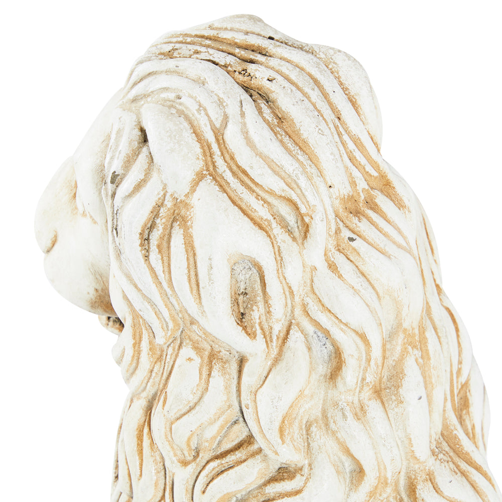 Cream Plaster Lion Floor Sculpture