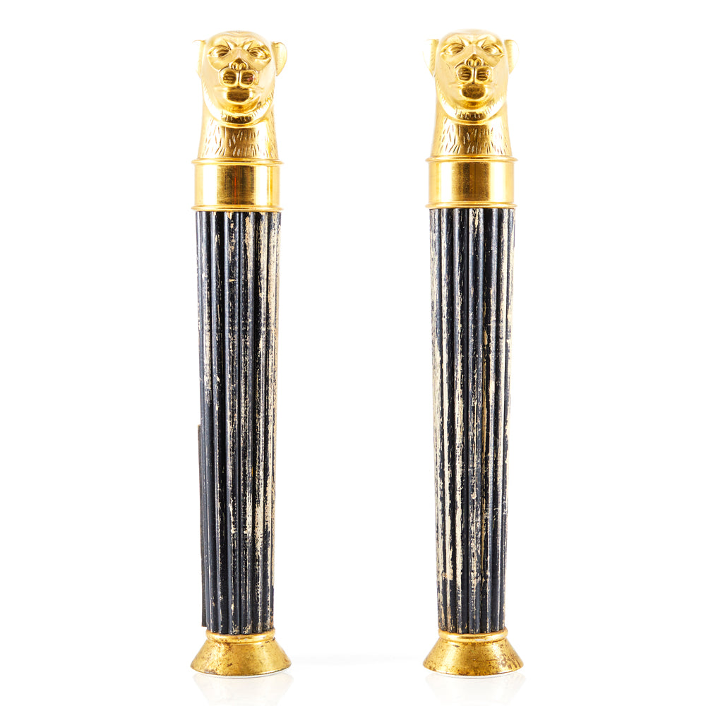 Gold Jaguar Head Columns - Set of 2