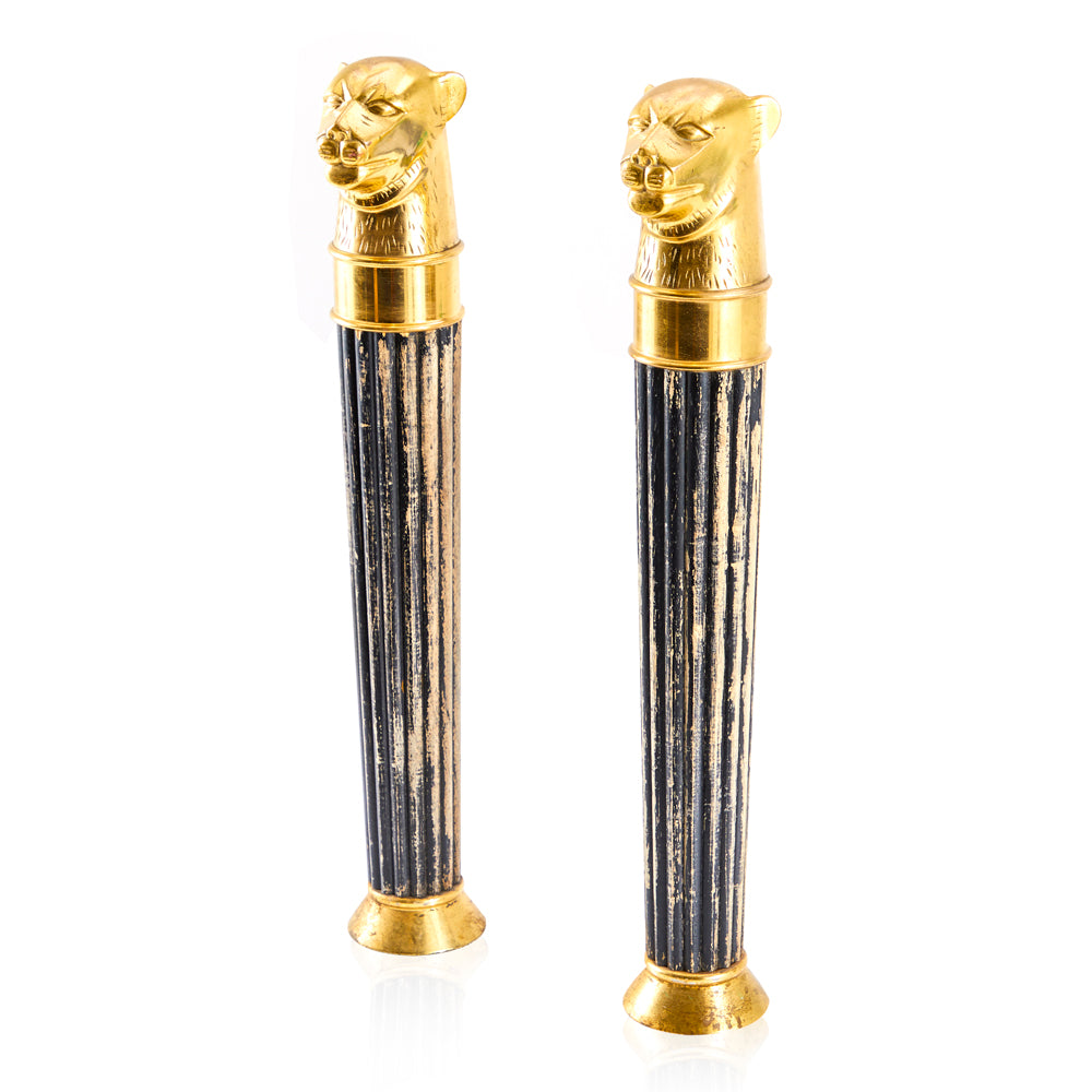Gold Jaguar Head Columns - Set of 2
