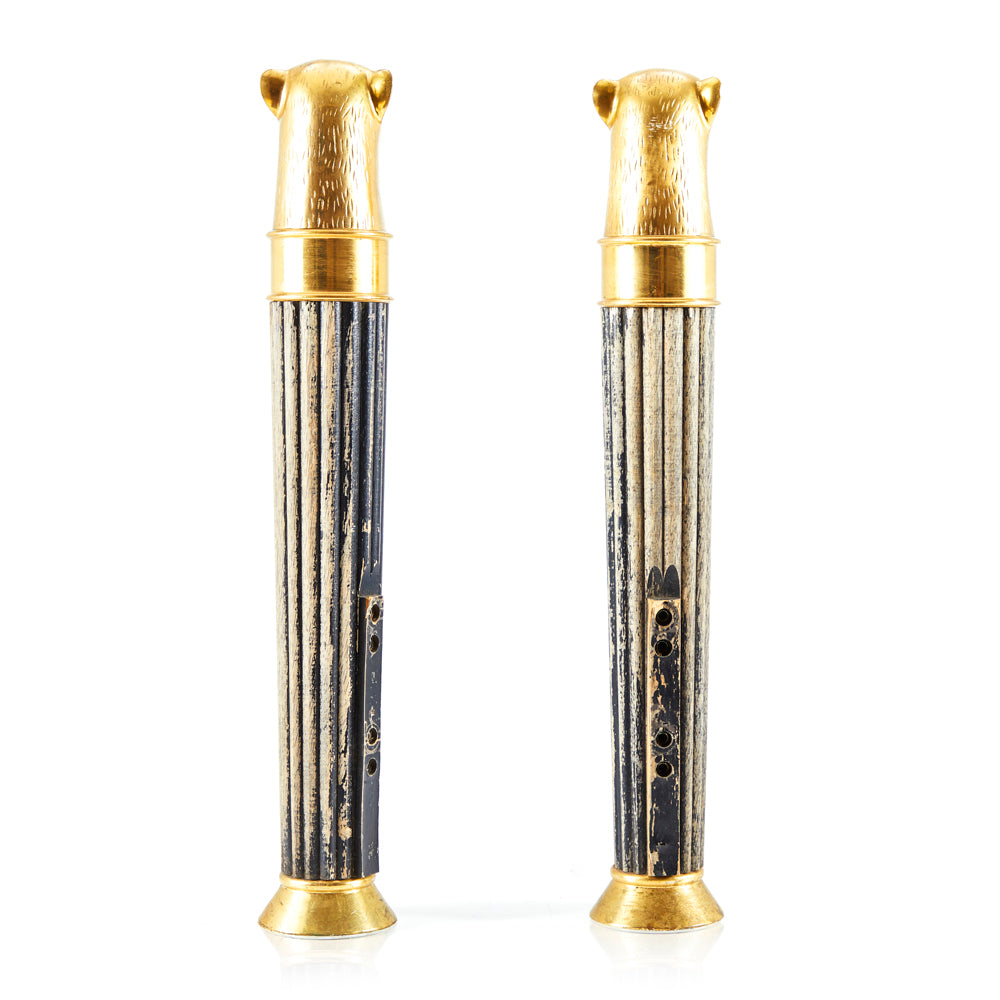 Gold Jaguar Head Columns - Set of 2