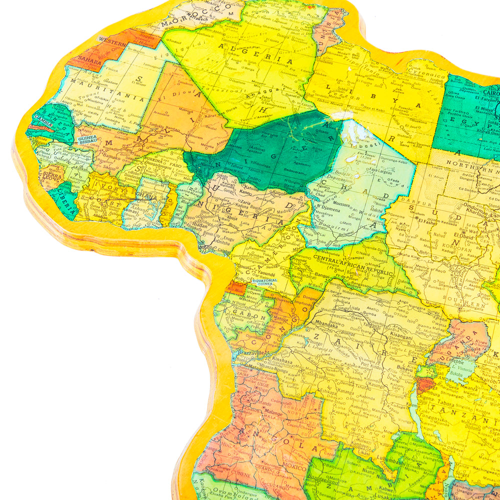 Wood Africa Wall Map Art