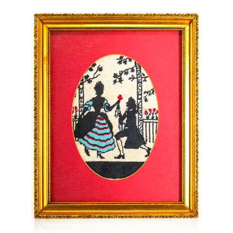 Needlepoint Red and Black Rose Offering Artwork