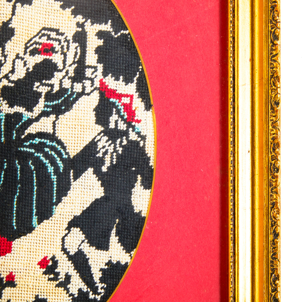 Needlepoint Red and Black Love Swing Artwork