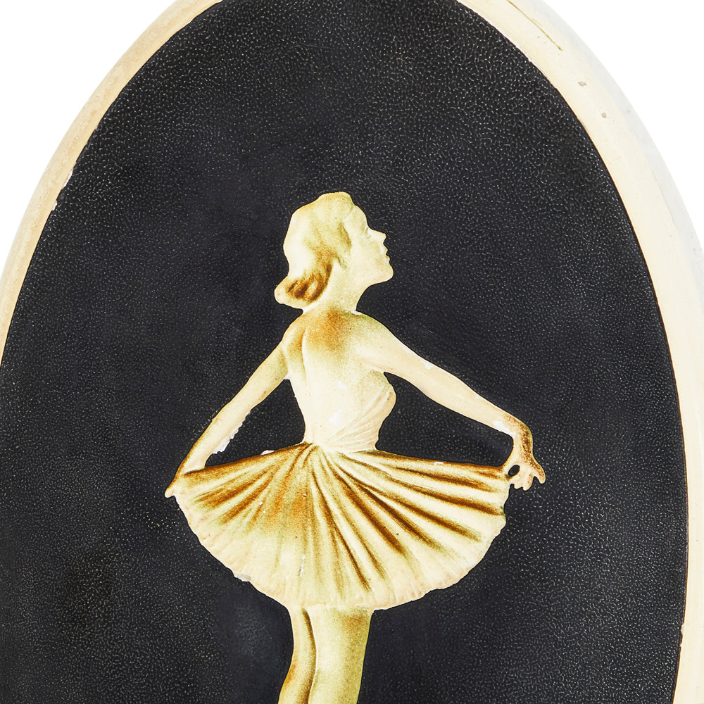 Black and Off-White Ballet Dancer Oval Artwork