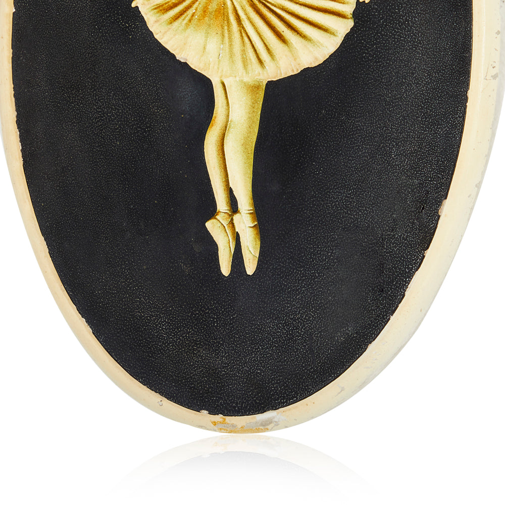 Black and Off-White Ballet Dancer Oval Artwork