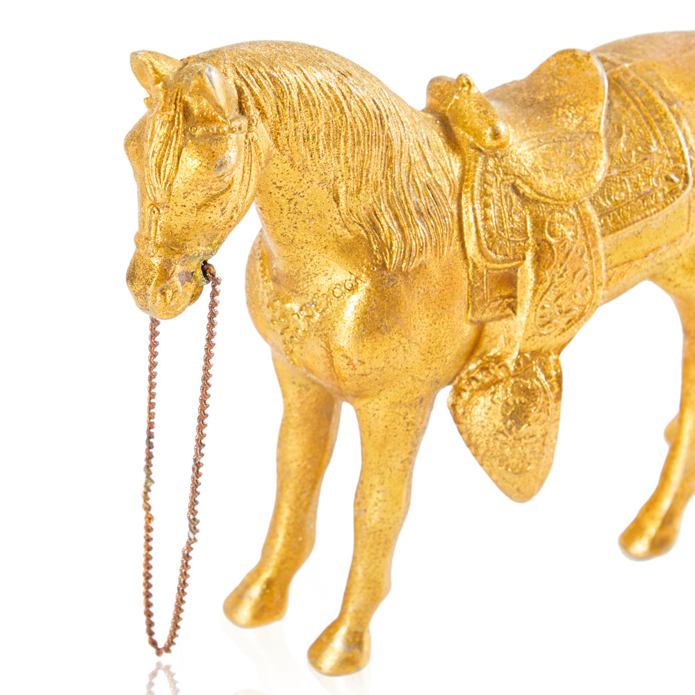 Gold Cowboy Horse Statue