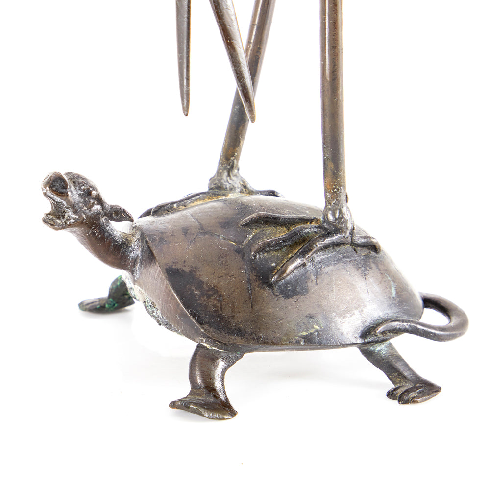 Bronze Crane and Tortoise Statue