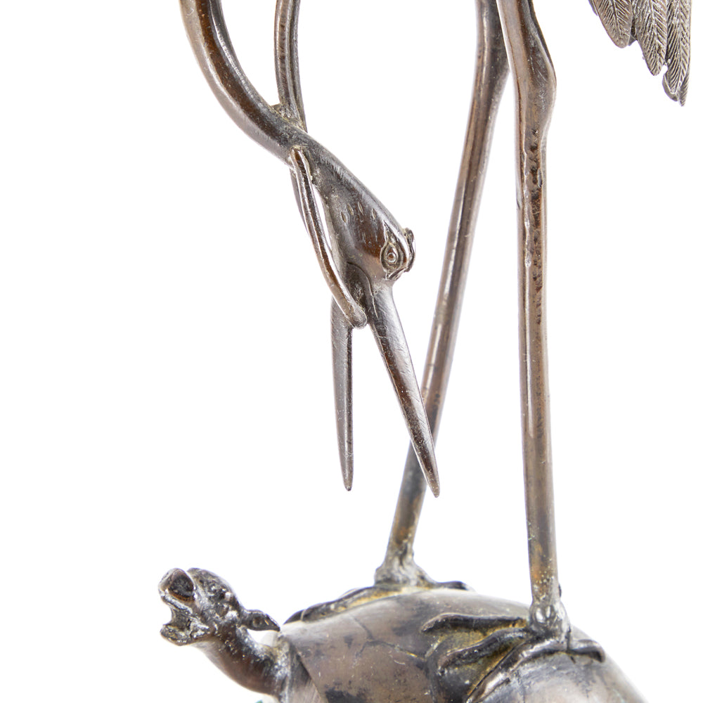 Bronze Crane and Tortoise Statue