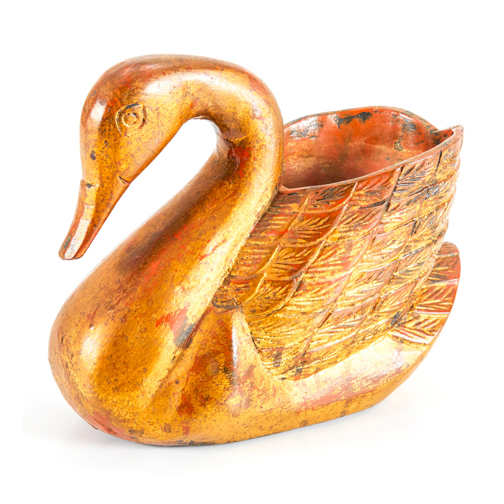 Gold Painted Wooden Swan