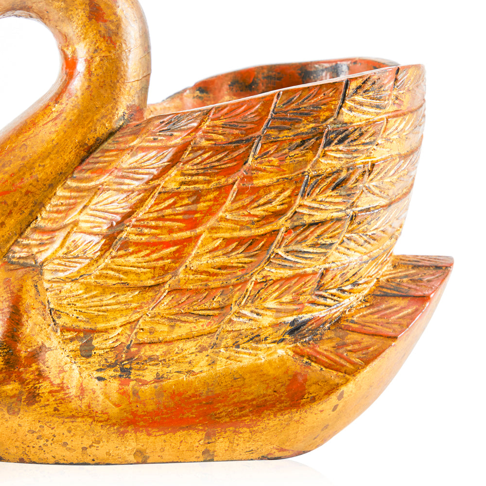 Gold Painted Wooden Swan