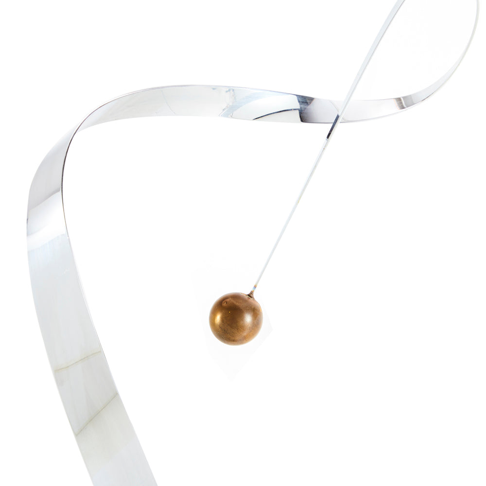 Chrome Ribbon Abstract Sculpture
