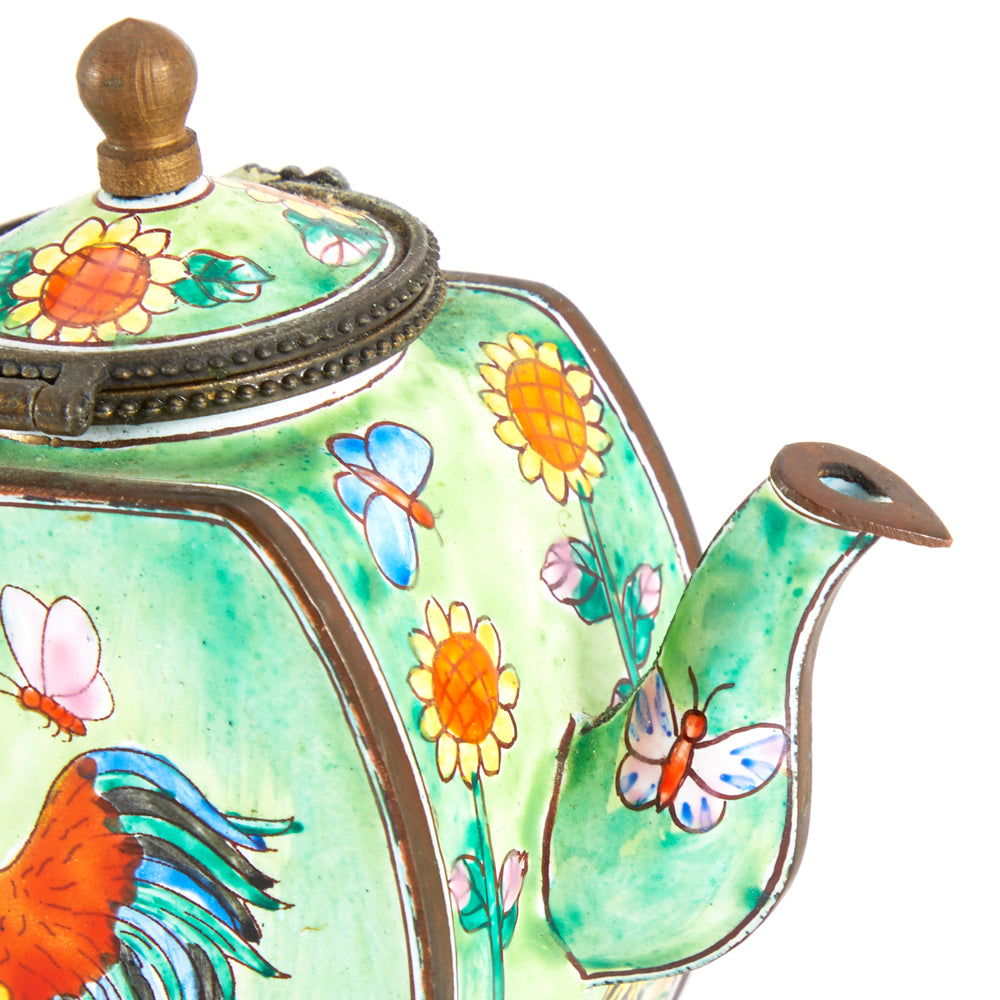 Hand Painted Rooster Tea Pot