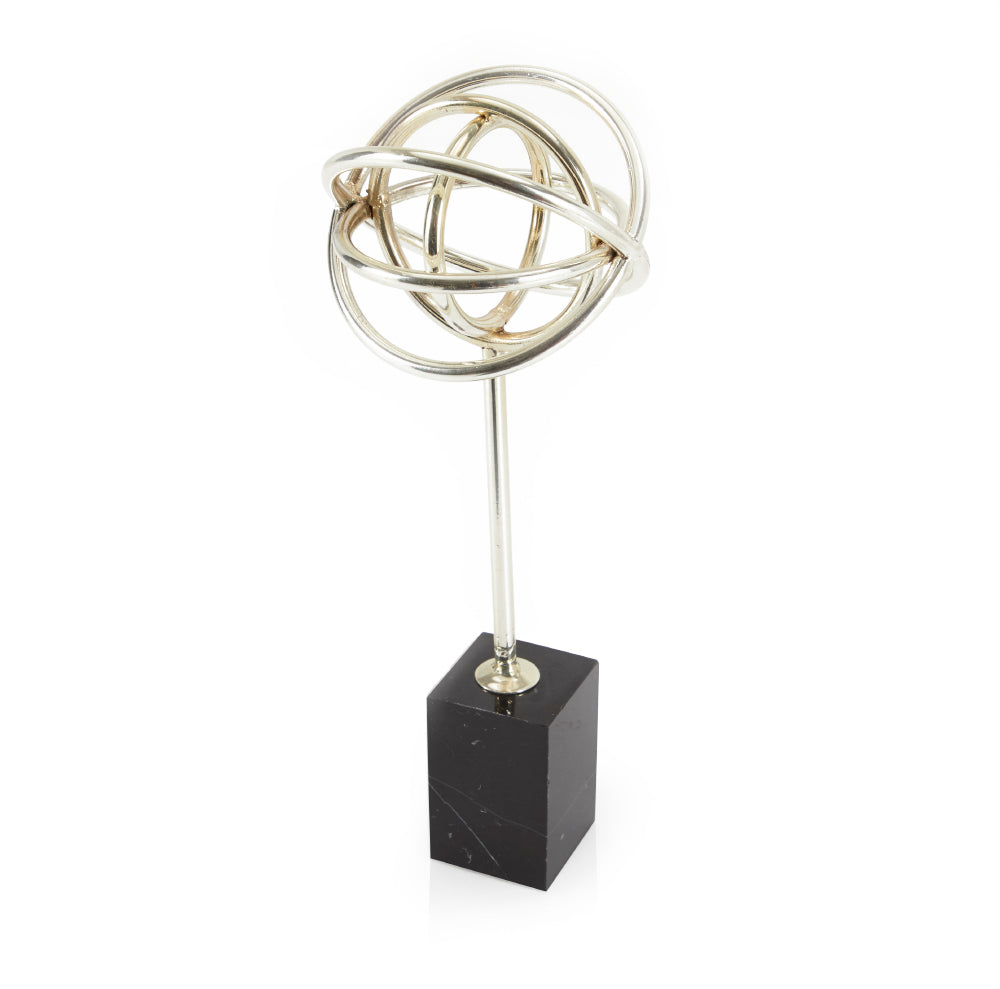 Chrome Twisted Sphere Sculpture