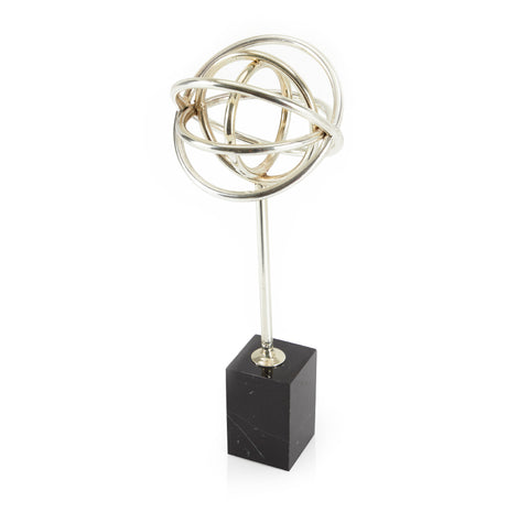 Chrome Twisted Sphere Sculpture