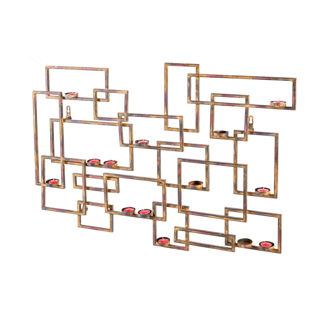 Metal Squares Wall Art Candle Holder