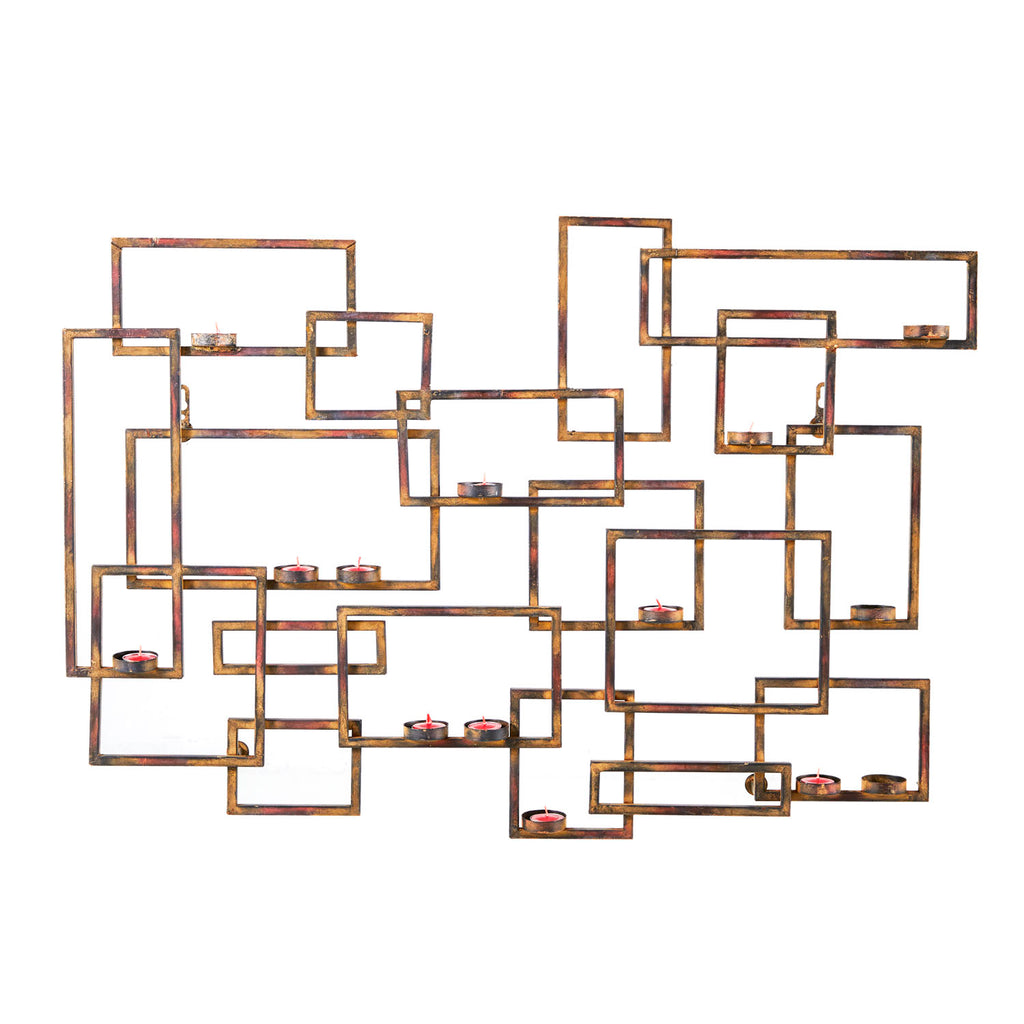 Metal Squares Wall Art Candle Holder