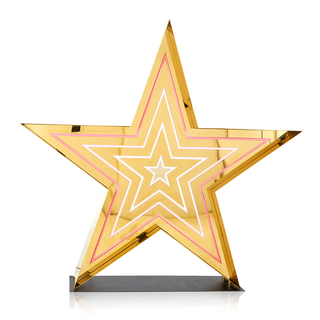 Huge Light-Up Gold and Pink Star