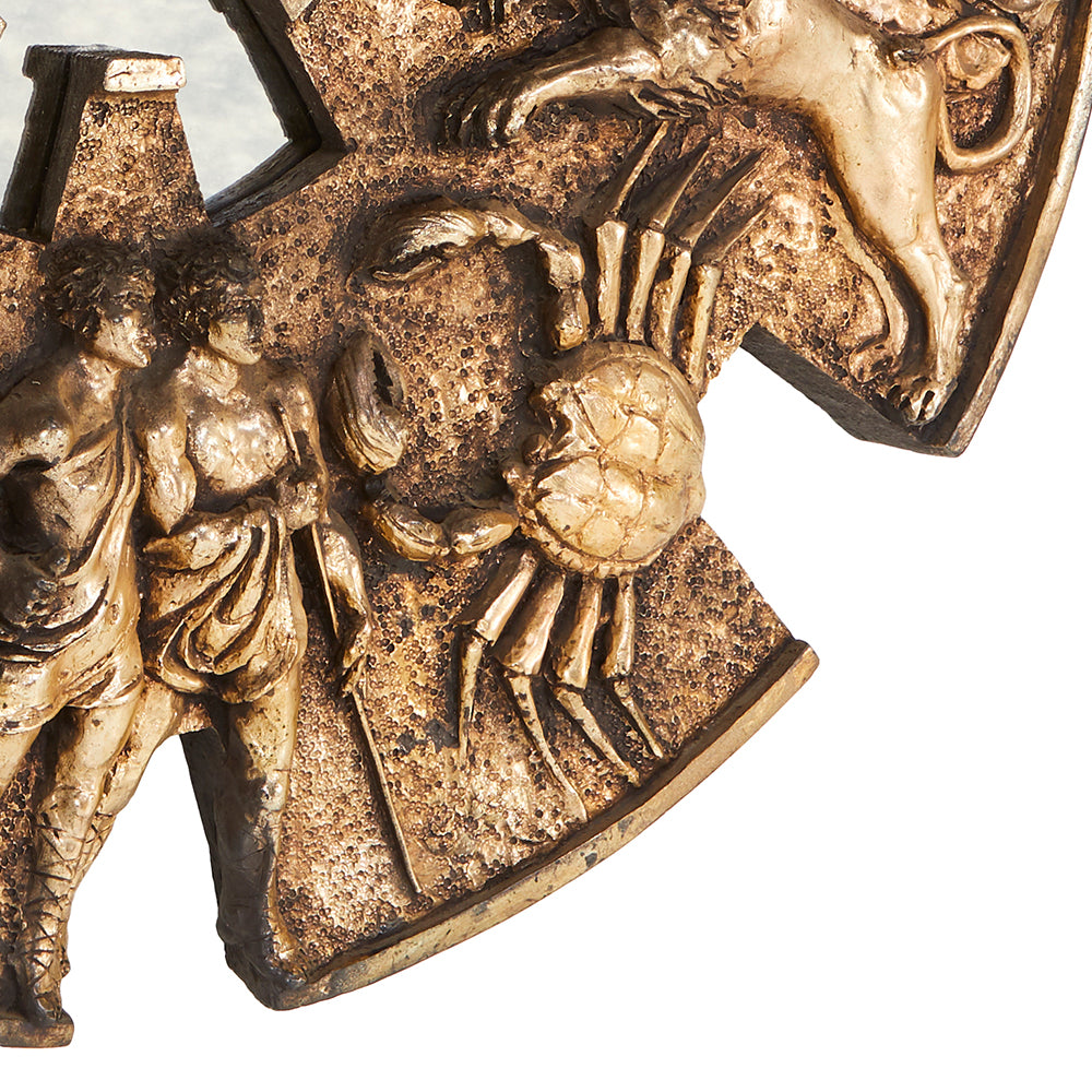 Bronze Zodiac Round Mirror Wall Art Sculpture