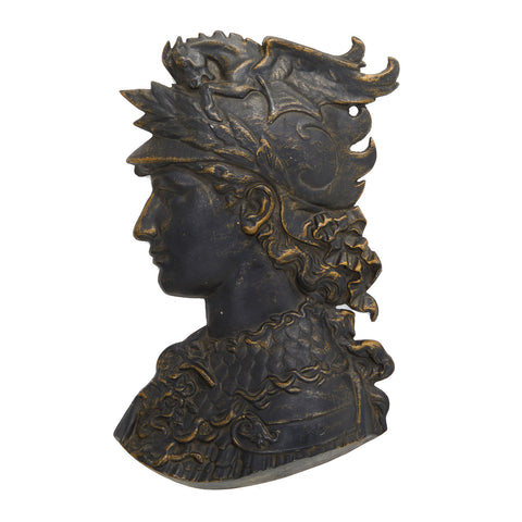 Black Metal Greek God Head Wall Sculpture