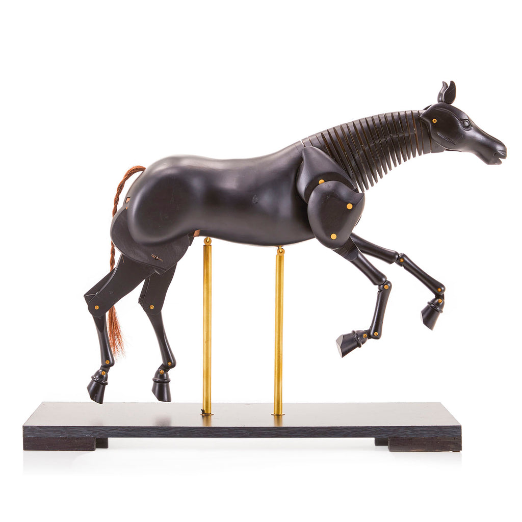 Dark Wood Articulated Horse Figurine