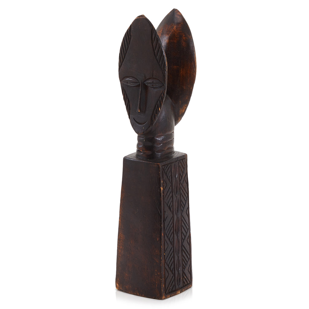 Wood Two-Faced Primitive Bust