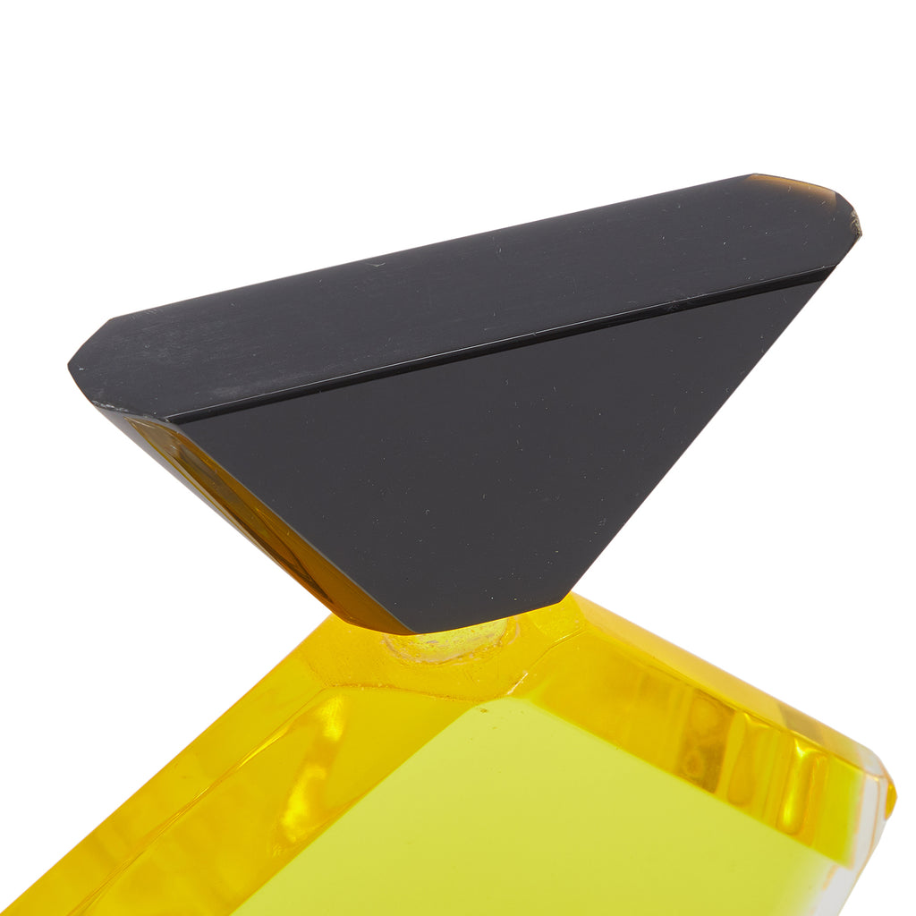 Yellow Pentagon Abstract Acrylic Sculpture