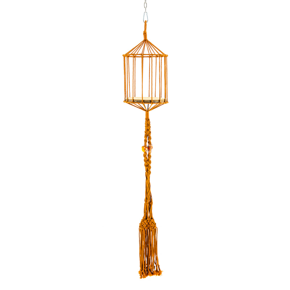 Mustard Bird Cage Macrame Hanging