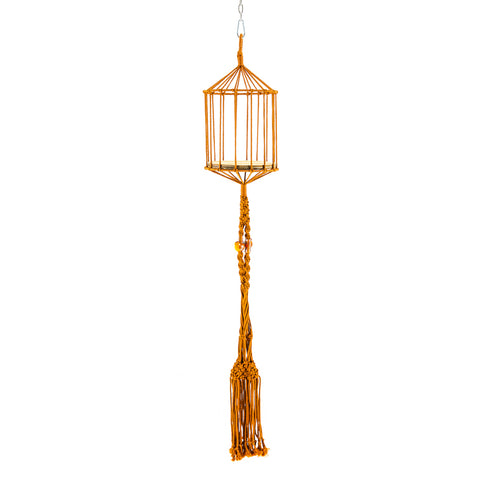 Mustard Bird Cage Macrame Hanging