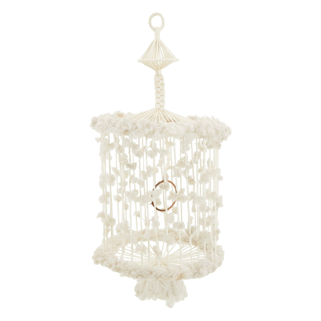 Huge White Macrame Hanging Birdcage