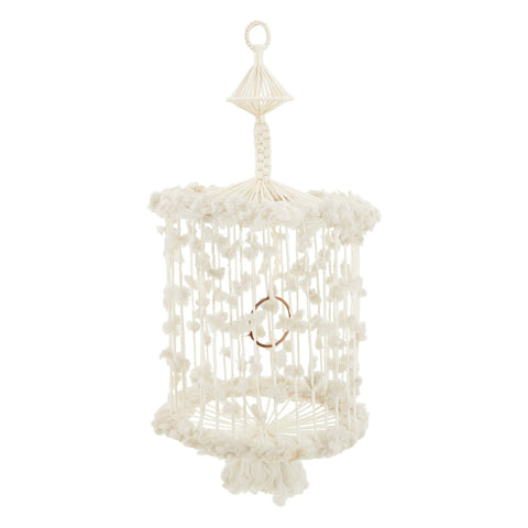 Huge White Macrame Hanging Birdcage