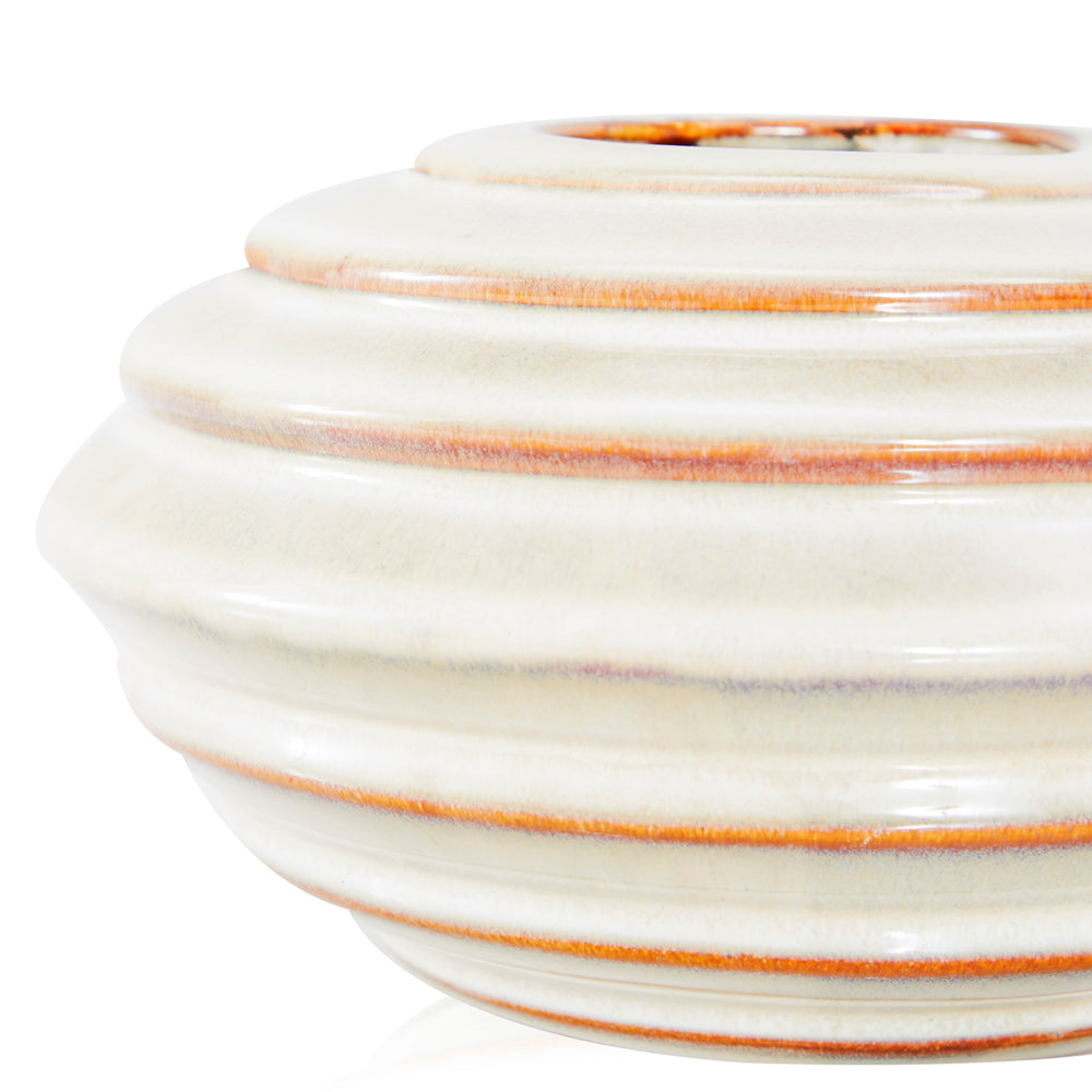 White Ceramic Ring Indented Vase (A+D)