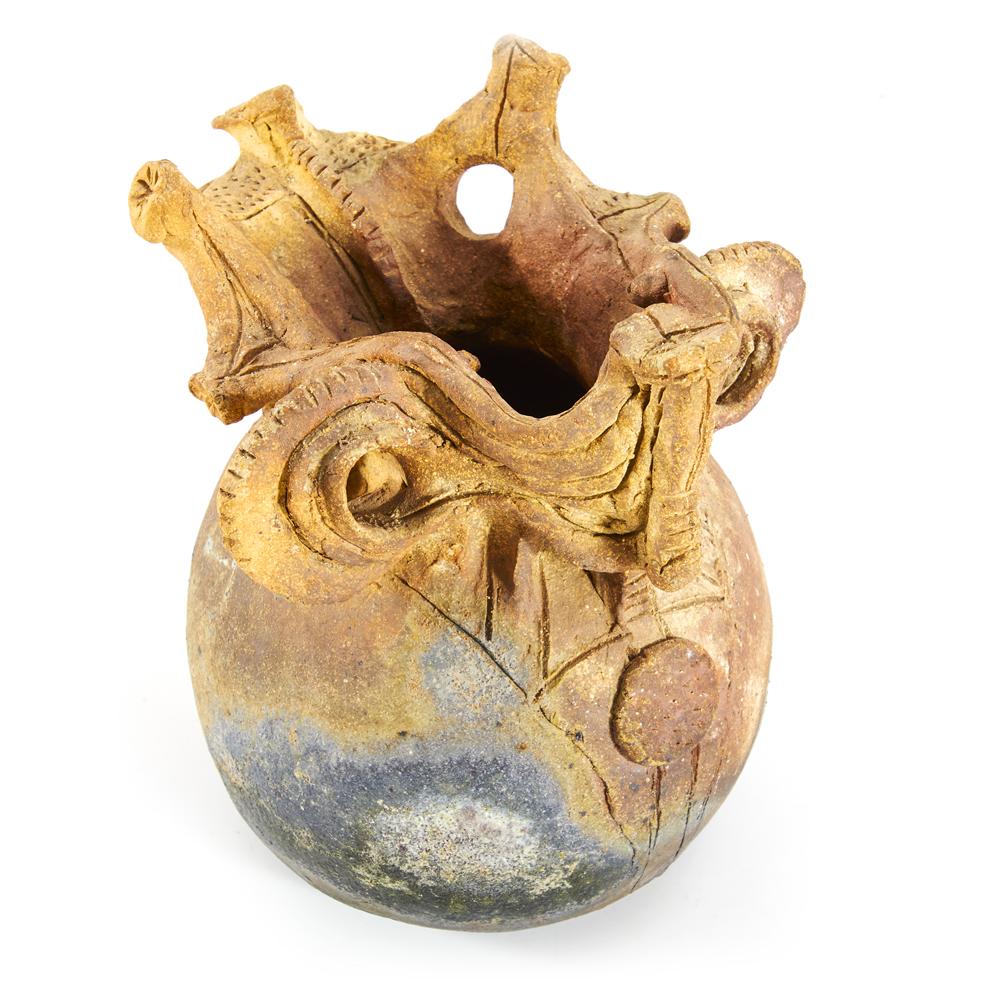 Multi-colored Raku Clay Vessel (A+D)