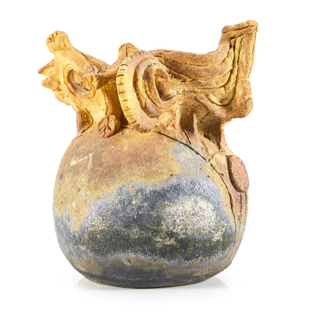 Multi-colored Raku Clay Vessel (A+D)