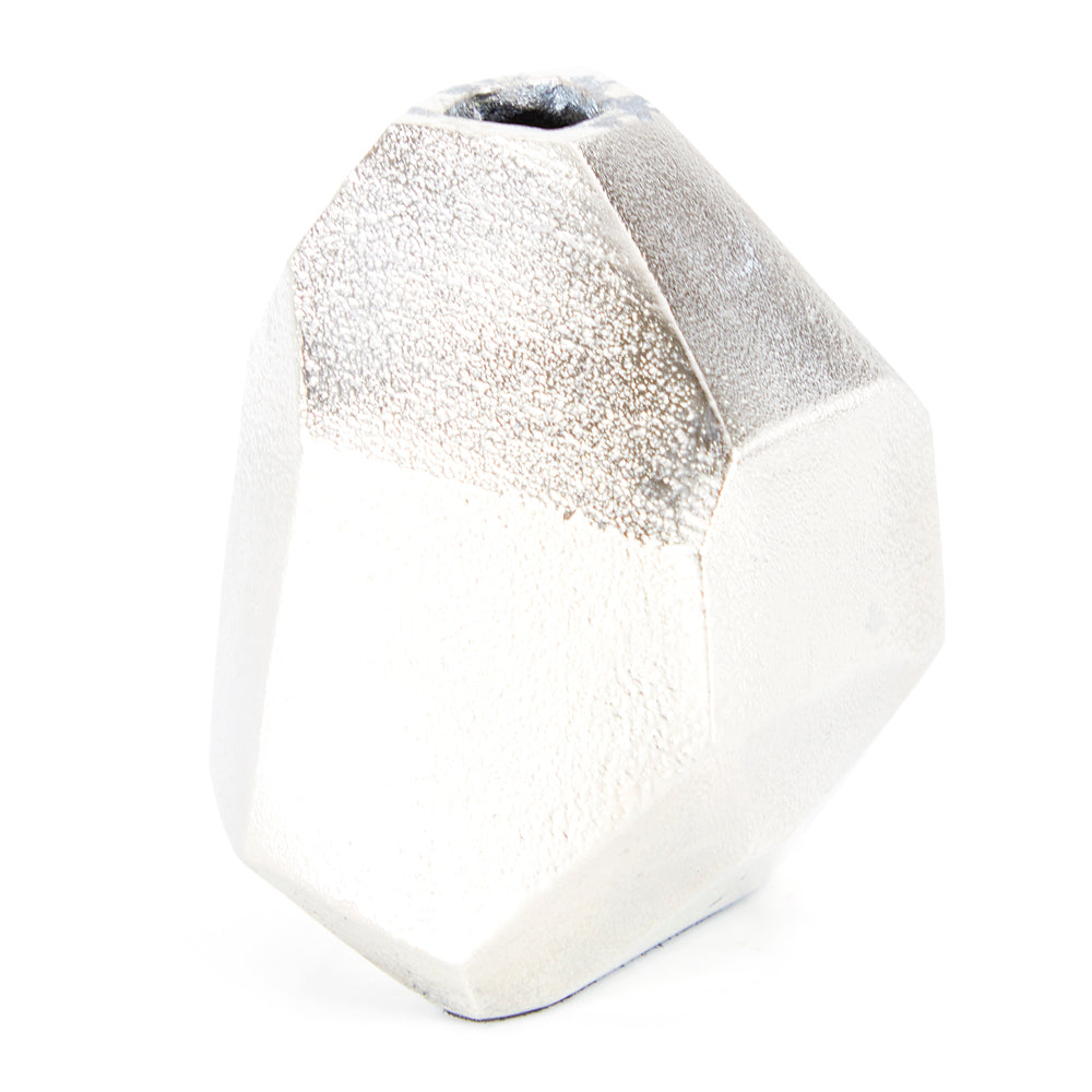 Silver Metal Faceted Vase (A+D)