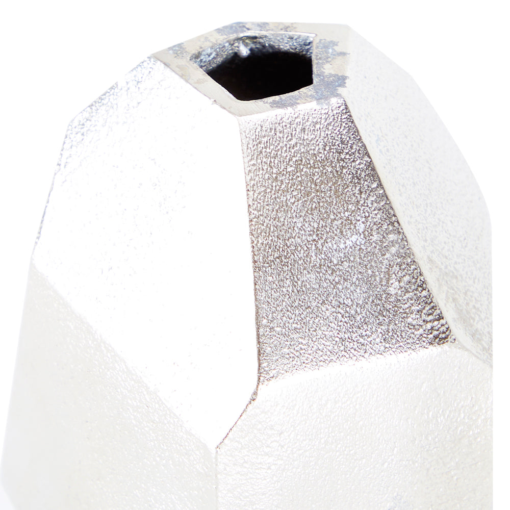 Silver Metal Faceted Vase (A+D)