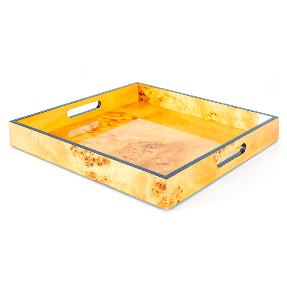 Yellow Modern Burl Wood Breakfast Tray (A+D)