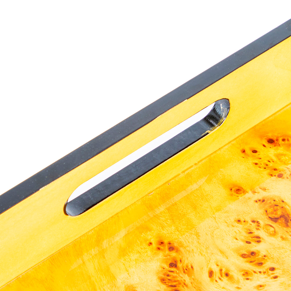 Yellow Modern Burl Wood Breakfast Tray (A+D)