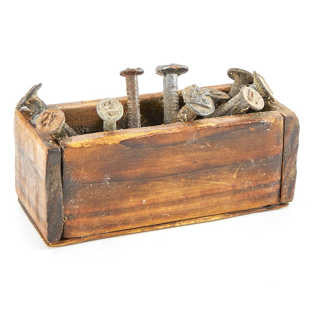 Wood Box Of Industrial Nails (A+D)