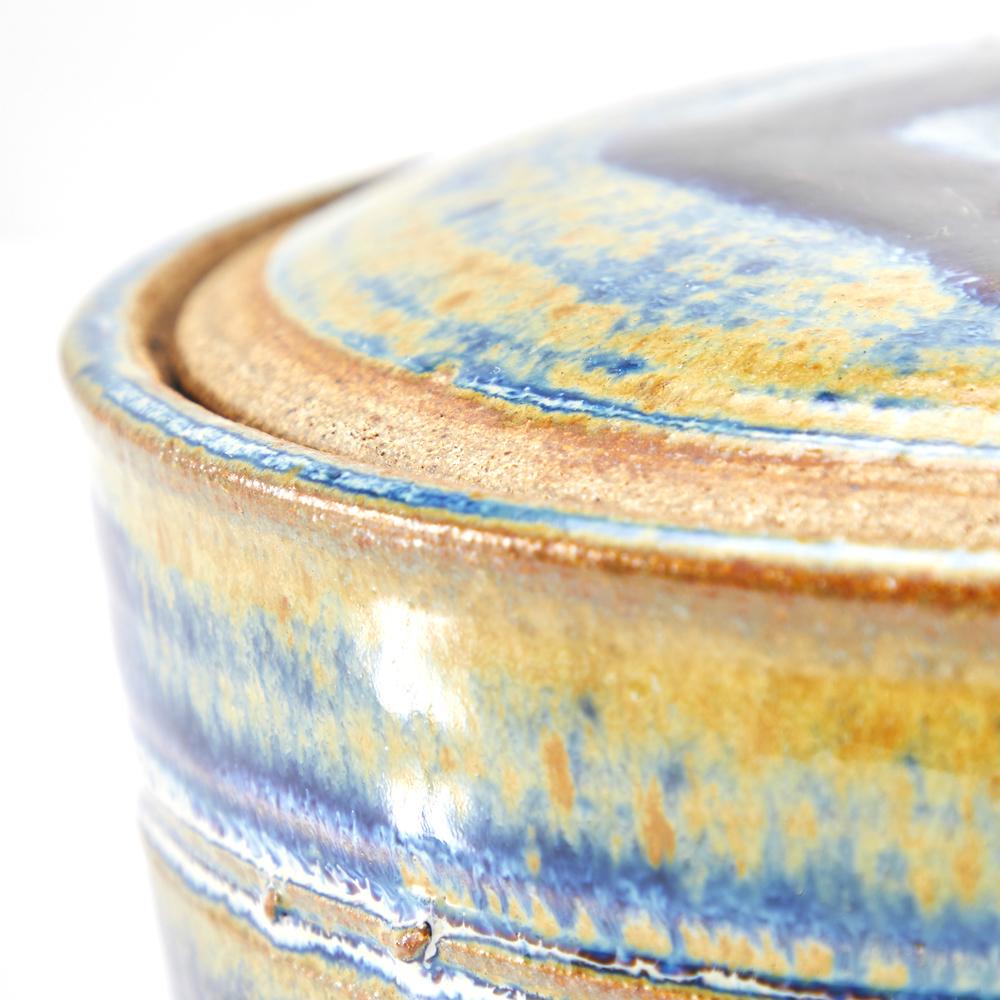 Blue and Yellow Ceramic Pot with Lid (A+D)
