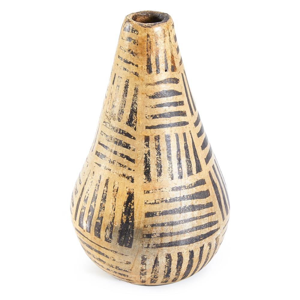 Tan Vase with Linear Stripe Pattern (A+D)