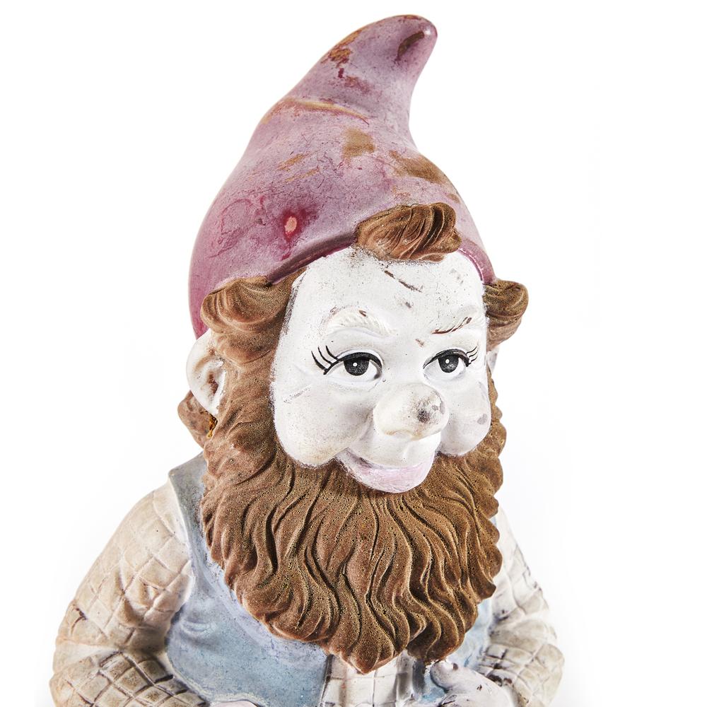 Multi Ceramic Leaning Lawn Gnome (A+D)