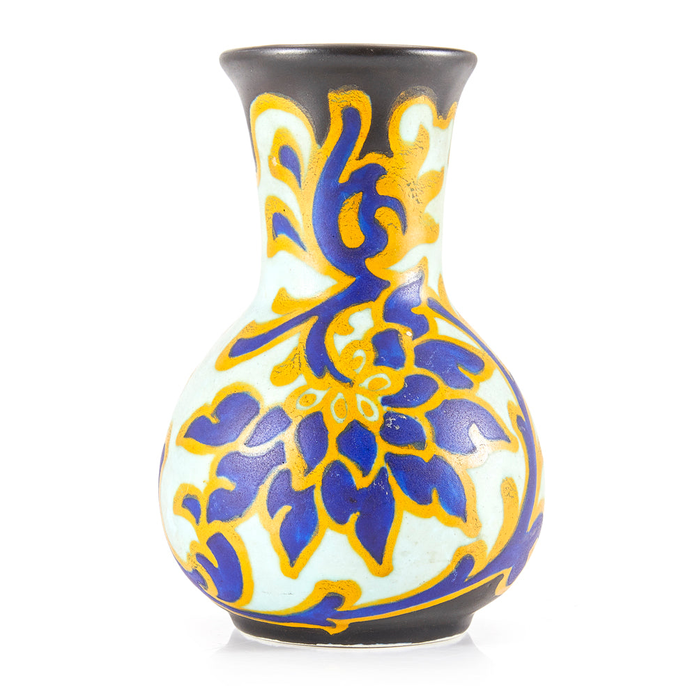 Blue and Yellow Floral Round Body Vase (A+D)
