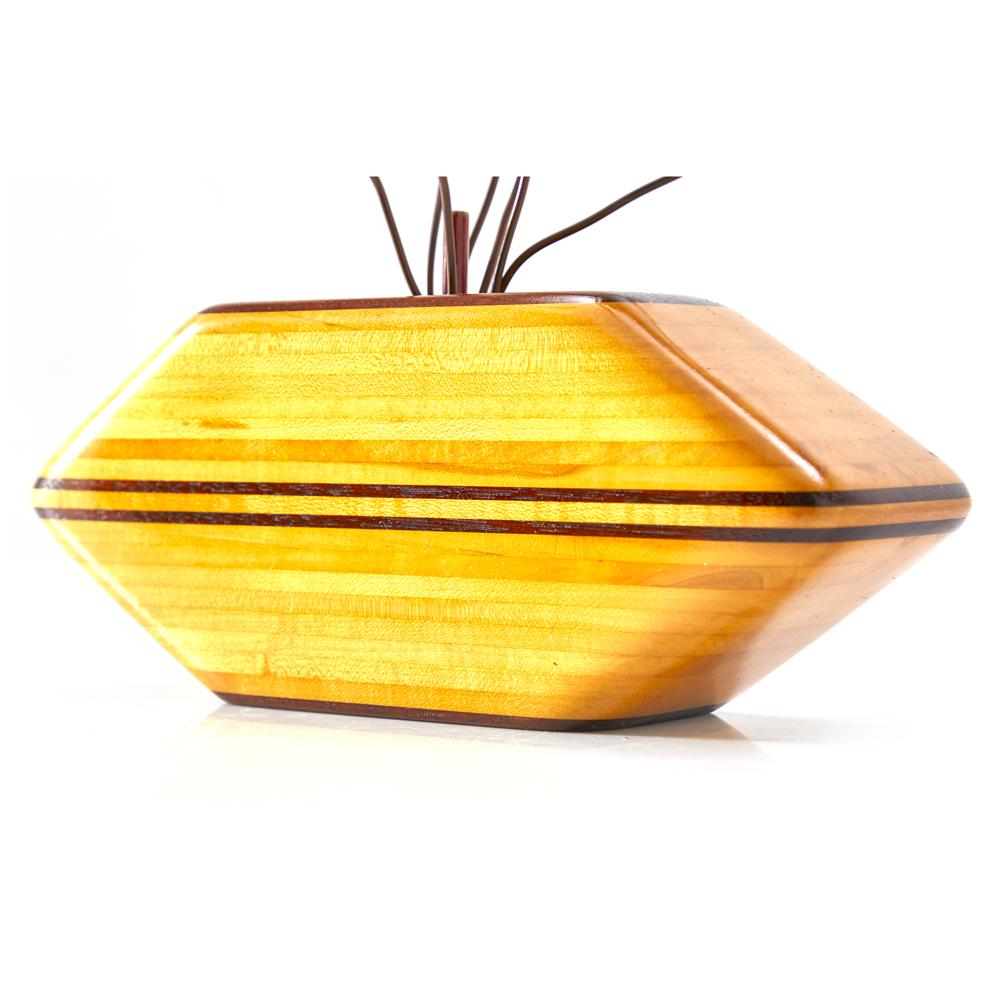 Yellow Wood Vase with Metal Flowers (A+D)